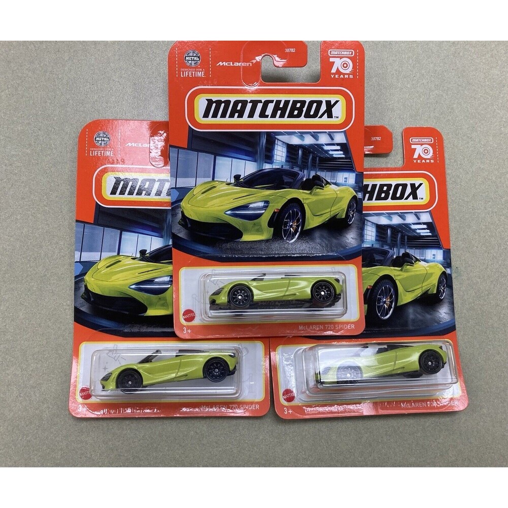 (3) 2022 Matchbox McLaren 720S Spider. Lime Green. #3. 1:64 Scale.🆕